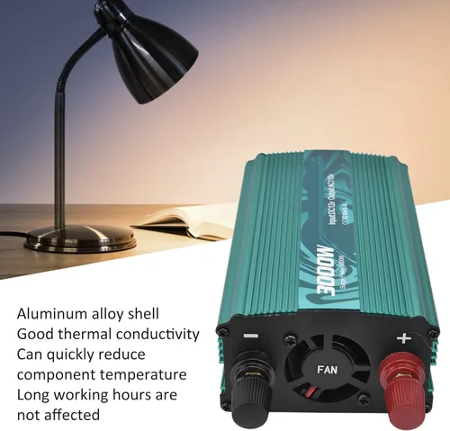 Vista 3 de Inversor sinusoidal puro de 3000 W, CC 12 V a 110 V CA, convertidor de corriente de automóvil con adaptador de automóvil, toma de corriente alterna