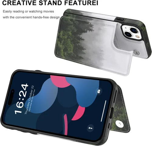 Vista 620 de LETO para iPhone 15 Pro Funda tipo cartera - Tapa tipo folio con patada - Diseños de moda - Tarjetero - Funda protectora para mujeres y niñas - 6.1