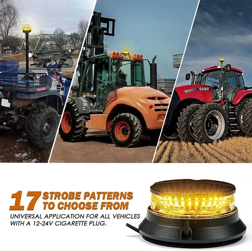 Vista 4 de Xprite Luz de Baliza LED Giratoria, Luces Estroboscópicas Súper Brillantes de 4.5 Pulgadas para Montacargas con Base Magnética para Camión