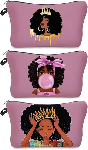 Bolsa de Maquillaje Afroamericana para Cartera, Bolsas de Cosméticos Afro Negras para Mujeres, Regalo Inspiracional, Pequeña Bolsa Divertida de