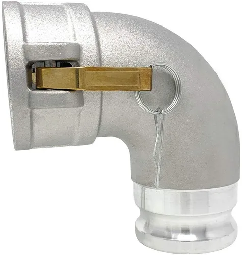 Vista 6 de Gloxco Tipo de aluminio DA leva y ranura de manguera de montaje, codo de 90 grados, 3 "Camlock hembra x 3" Camlock macho (CAM-30-DA90-AL)