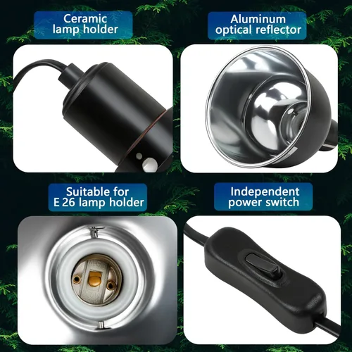 Vista 5 de Accesorio de Luz para Reptiles, Accesorio de Lámpara de Calor de Cúpula Profunda con Reflexión Óptica de 5.5 pulgadas, Accesorio de Lámpara de Calor