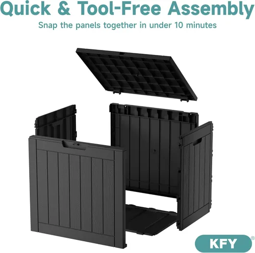 Vista 6 de Caja de cubierta de resina impermeable de 30 galones, resistente a los rayos UV, almacenamiento al aire libre para jardín, patio, porche, entrega