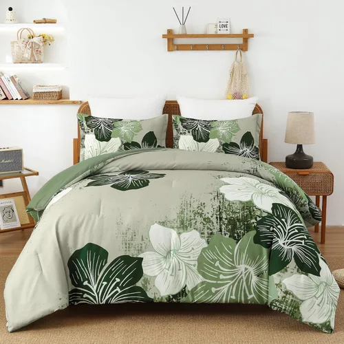 Vista 17 de Menghomeus Juego Completo de Edredón Negro/Dorado Floral Juegos de Ropa de Cama Edredón - Juego de Edredón de Cama de Microfibra Suave para Todas