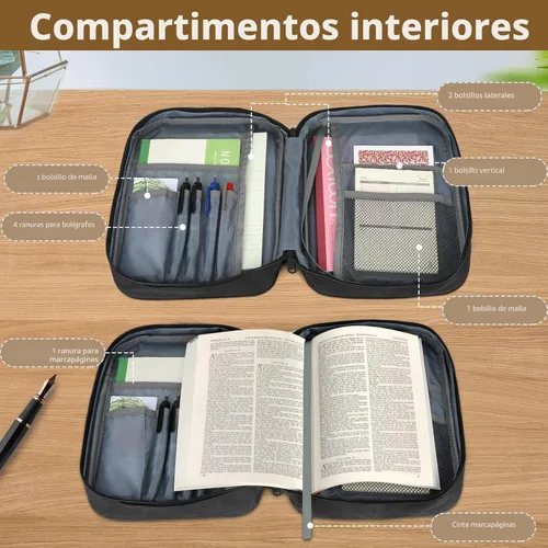 Vista 3 de GERMUN Funda para Biblia con Asa Duradera, Estuche de Transporte para Libros Bolsa de Iglesia para Biblia, Protectora con Bolsillo con Cremallera