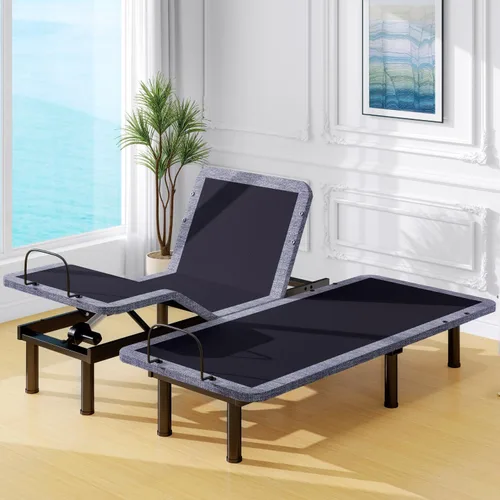Vista 15 de Vipbear Base de cama ajustable individual XL, marco de cama de masaje doble cabezal y reposapiés, cama eléctrica con control remoto inalámbrico