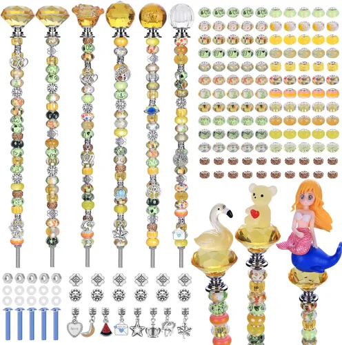 Vista 12 de AIPRIDY Kit de cuentas de jardín de varitas de hadas con arco iris, surtido colorido de cuentas de agujeros grandes, kit de estacas de jardín