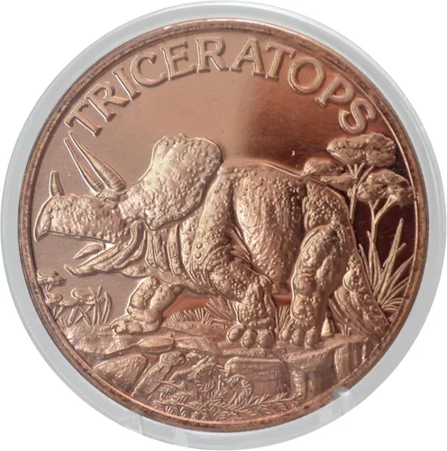 Vista 14 de Dinosaurio Pteranodon Prehistórico - 1 onza.999 cobre puro redondo coleccionable de 39mm moneda de desafío en cápsula - COA de Heavenly Metals