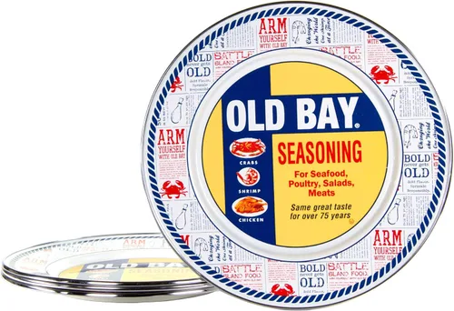 Vista 7 de Golden Rabbit Platos llanos esmaltados, 10.5 pulgadas, cangrejo azul, juego de 4