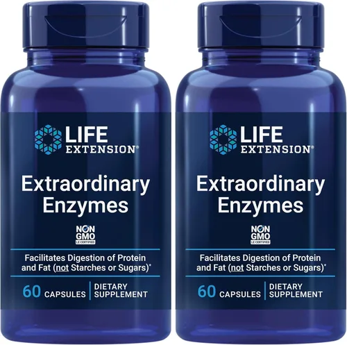 Vista 10 de Life Extension Extraordinary Enzymes, Digestive Health Support, Nutrient Absorption, Digestive enzymes, Non-GMO, 60 Capsules