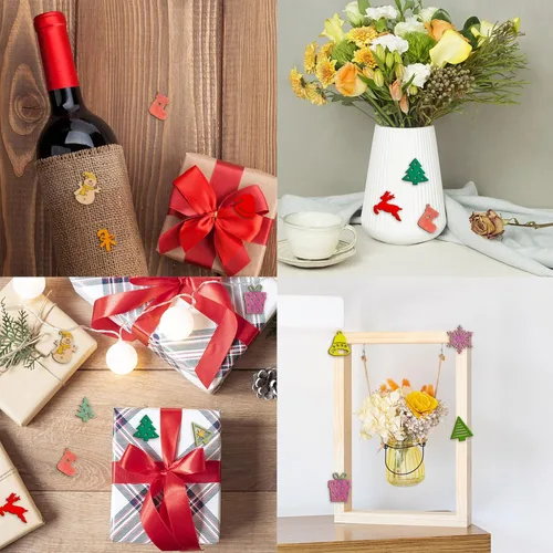Vista 7 de 300 piezas de mini adornos de Navidad de madera sin terminar, adornos de Navidad de madera, mini rebanada de madera en blanco, manualidades