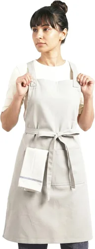 Vista 7 de Delantal de cocina 100% algodón con 2 bolsillos, delantal de chef ajustable para cocinar, hornear barbacoa, delantal unisex