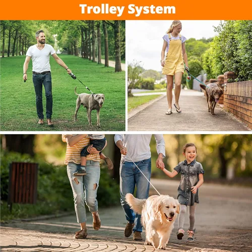 Vista 40 de Correa de perro de cuerda de 3 pies: correa resistente con gancho giratorio bloqueable, hilos reflectantes, bungee y asa acolchada - Correa