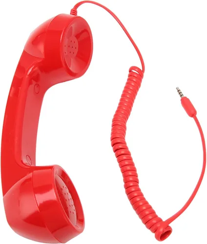 Vista 10 de Auricular retro para teléfono, receptor de teléfono celular retro vintage de 0.138 in, micrófono de teléfono celular a prueba de radiación para Negro