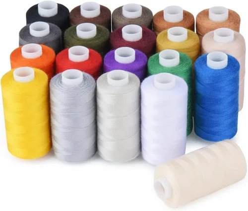 Vista 6 de Simthread Hilo multiusos de poliéster de 20 colores, 400 yardas cada uno con 16 agujas para coser a mano, e hilo para acolchado, ensamblaje