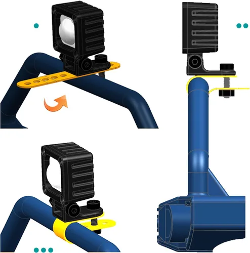 Vista 9 de Barra de luz RC con carcasa de metal, lente rectangular, 2 unidades, luces RC Crawler Accesorios para Axial SCX10 Traxxas TRX4 TRX4M Arrma Senton