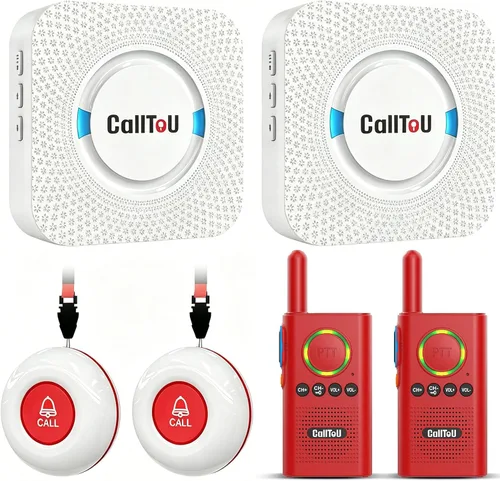 Vista 12 de CallToU Botón de llamada inalámbrico para cuidadores para ancianos en casa, sistema de alerta de enfermera de más de 500 pies para personas