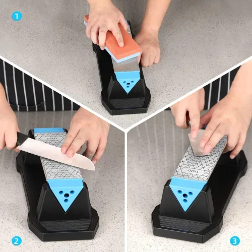 Vista 8 de DMD Diamond Whetstone Knife Sharpener, 3-Sided Grit Coarse 150 Medium 325 Extra Fine 1200, Multi-Use Diamond Plate Honing Stone, Professional