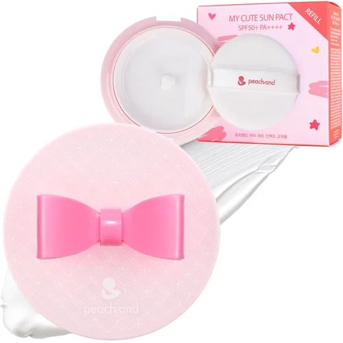 Peachand Baby Kids - Cojín solar mineral SPF50+ PA ++++, cuidado de la piel coreano, cinta rosa, juego con 1 cojín y 1 repuesto