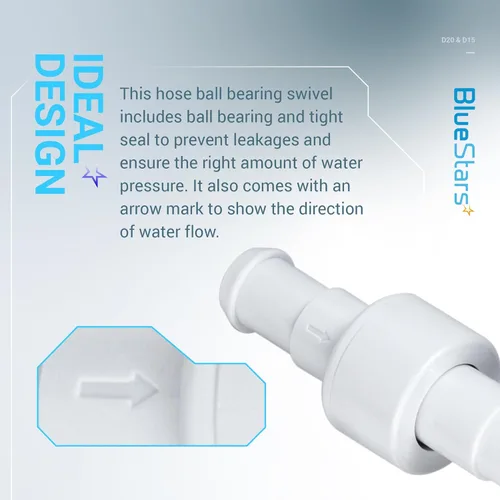 Vista 6 de BlueStars Kit de manguera de limpieza de piscina D20 giratoria y kit de tuerca de manguera D15 de repuesto para limpiadores de piscinas Zodiac