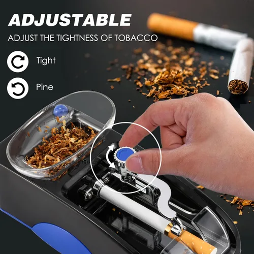 Vista 4 de NEWTRY Máquina Enrolladora de Cigarrillos, Rodillo Automático, Mini Inyector Eléctrico de Tabaco (Azul)