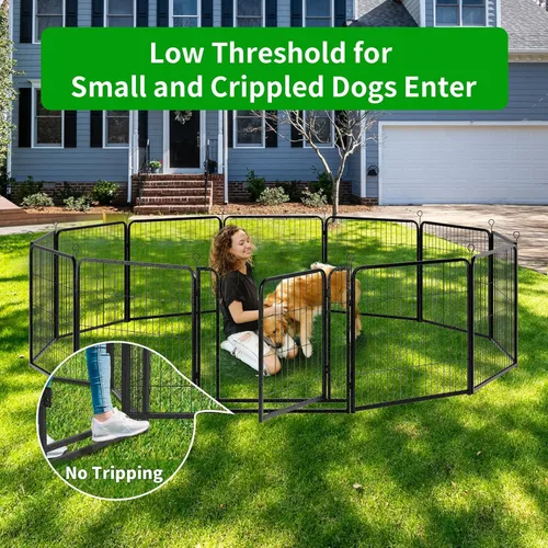 Vista 2 de Kfvigoho Corralito para perros para exteriores, extra ancho, 12 paneles de valla resistente para perros, 32 pulgadas de altura, antioxidante