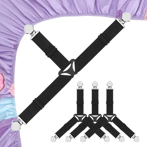 Sujetadores de sábanas de cama, correas triangulares para colchón, 3 vías, soporte de esquina de cama ajustable para sábanas de cama, fundas de