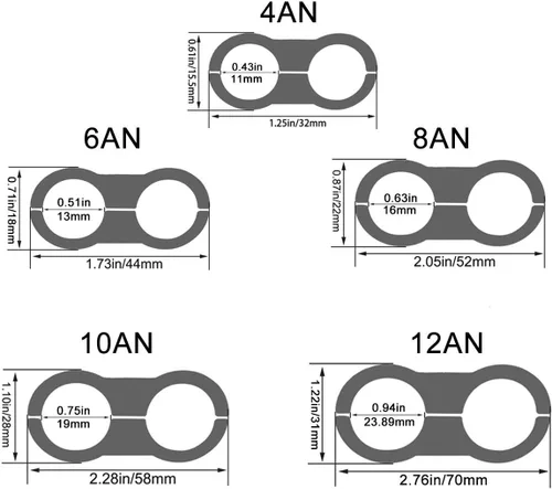 Vista 3 de Abrazadera separadora de manguera 6AN, abrazaderas de montaje de tubería de combustible, adaptador de montaje de manguera de aluminio para manguera