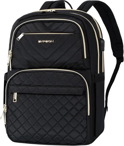 EMPSIGN Mochila Bolso para Laptop para Mujeres y Hombres con Puerto de Carga USB, Mochila de Viaje Resistente al Agua Acolchada de 15.6 Pulgadas,