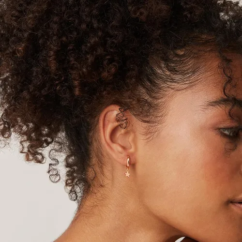 Vista 2 de PAVOI 14K Gold Plated S925 Sterling Silver Post Lightweight DropDangle Huggie Earrings for Women Star, Lock, Butterfly, Moon, Lightning Dainty