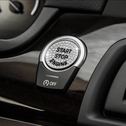Vista 7 de PIFOOG Accesorios brillantes para automóvil para BMW con purpurina para botón de arranque y parada de motor, calcomanías decorativas para BMW 2 3 4