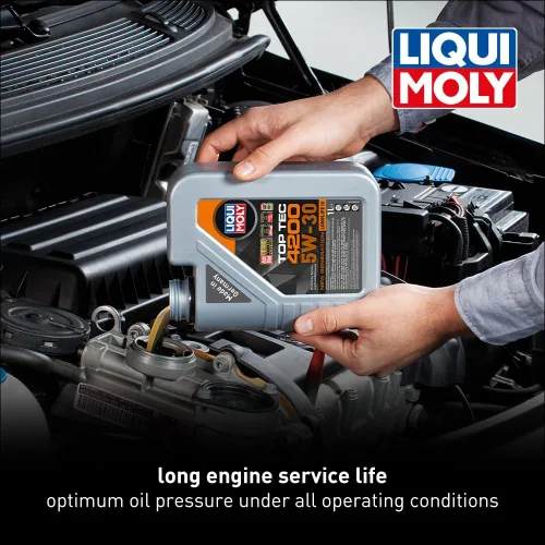 Vista 3 de Aceite sintético para motor de la marca Liqui Moly, con tecnología 4200 5W-30