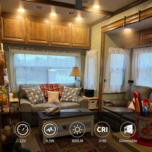 Vista 4 de RVZONE Luces interiores de caravana, luz LED de techo de 5 pulgadas, regulable, 12 voltios, luces LED de 12 V, luces de disco RV de 4.5 W, luz