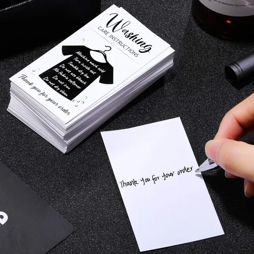 Vista 5 de 100 piezas de instrucciones de lavado de camisetas negras tarjetas de instrucciones de cuidado de la camisa con camisa gráfica tarjetas de dirección