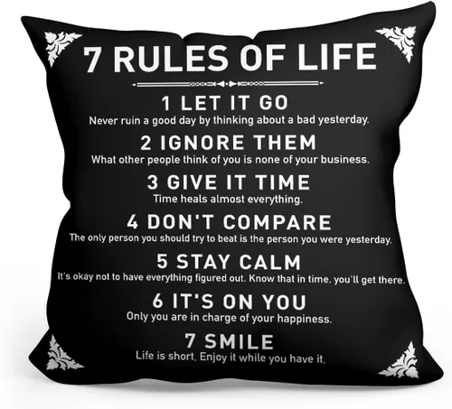 Vista 7 de Fundas de almohada rústicas con citas inspiradoras, 7 reglas de la vida, funda de cojín para sofá, dormitorio, decoración del hogar, regalos