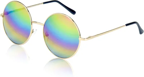 Vista 19 de Sunny Pro - Lentes de sol redondos con diseño de círculos retro con lentes tintados y protección UV400