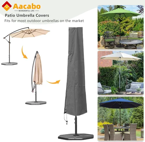 Vista 4 de Funda duradera para sombrilla de mercado, se adapta a paraguas de mercado de 9 a 12 pies, cubierta de sombrilla de patio, cubierta impermeable