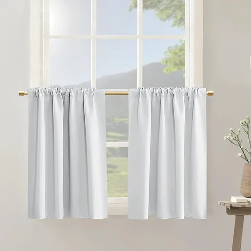 Vista 19 de Cortinas azul marino para autocaravanas RV Camper, juego de 2 paneles con bolsillo para la barra, cortinas oscuras para oscurecer la habitación