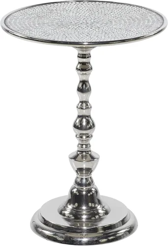 Vista 5 de Deco 79 Mesa auxiliar de metal de aluminio, mesa auxiliar de 16 x 16 x 20 pulgadas, color plateado