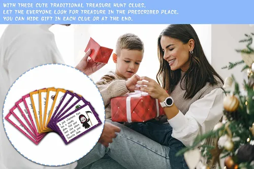 Vista 5 de MagicalParty Scavenger Treasure Hunt - Tarjetas de juego de otoño de Halloween con bruja y calabaza, 12 tarjetas con sobres coloridos