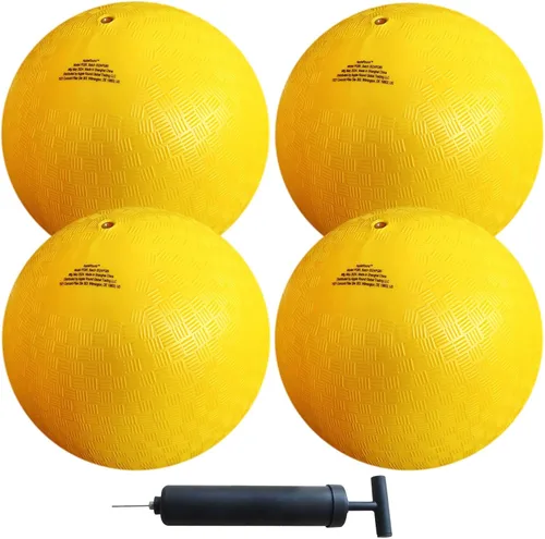 Vista 5 de AppleRound Bolas de juego Dodgeball de 8.5 pulgadas, paquete de 4 bolas con 1 bomba, tamaño oficial para Dodge Ball, balonmano, campamentos