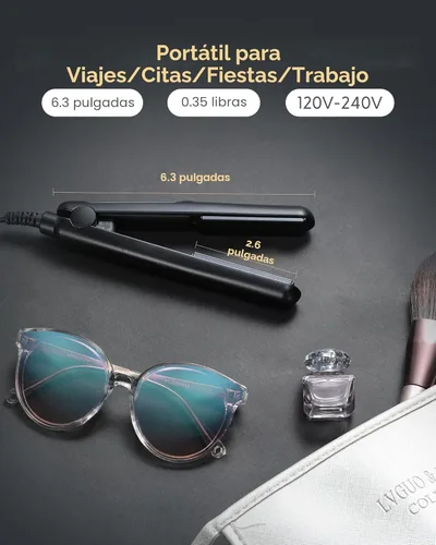 Vista 2 de Wavytalk Plancha mini de 0.7 pulgadas de cerámica, alisador de pelo mini, planchas planas pequeñas para cabello corto, rizos y flequillos, doble