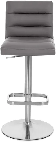 Vista 12 de Zuri Muebles Taburete de bar moderno de altura ajustable gris exuberante con base plana redonda cepillada