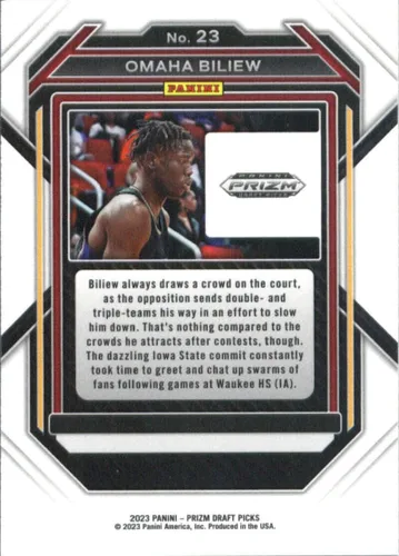 Vista 2 de 2023-24 Panini Prizm Draft Picks #23 Omaha Biliew Iowa State Cyclones Basketball Trading Card
