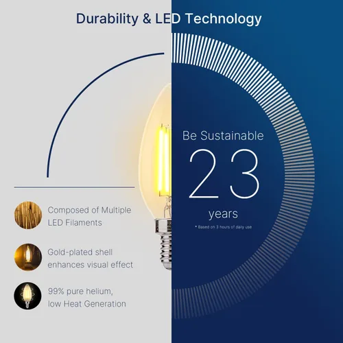 Vista 9 de FLSNT Bombillas LED equivalentes a 40 W, bombillas LED ámbar regulables B11 E12, base de candelabro, 2200 K, blanco cálido, 330 lm, paquete de 6