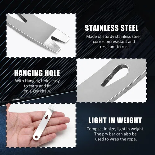 Vista 4 de Zorfeter 4 piezas mini palanca, bolsillo de acero inoxidable manivela de bolsillo pequeña Prybar EDC herramienta abridor de supervivencia, 3