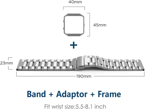 Vista 6 de Simpeak Correa de acero inoxidable para mujeres y hombres con marco de acero inoxidable compatible con Fitbit Blaze, herramienta de extracción Match