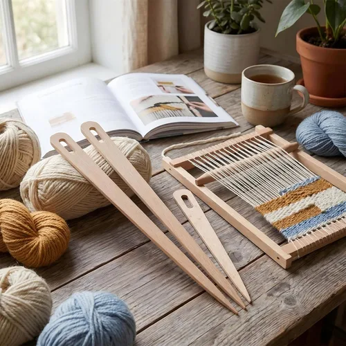 Vista 7 de Aguja de tejer 5 Uds. DIY Agujas de tejer de ojo grande de madera, tapicería, manualidades, herramientas de madera, agujas de tejer de ojo grande