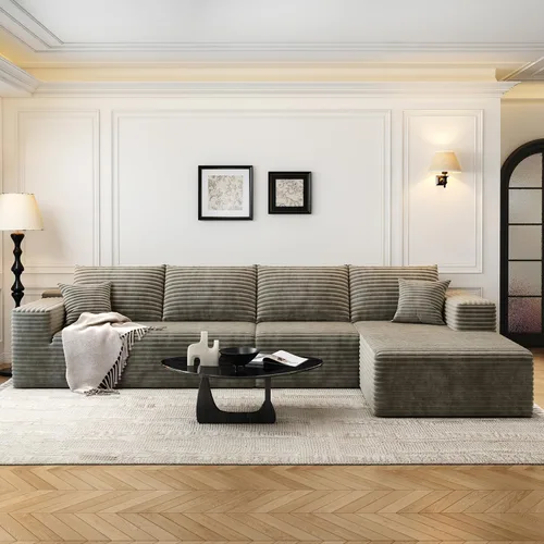 Vista 27 de Sofá seccional modular Cloud de 107.5 pulgadas con 1 otomana, sofás tapizados modernos minimalistas, cómodo sofá en forma de U para sala de estar