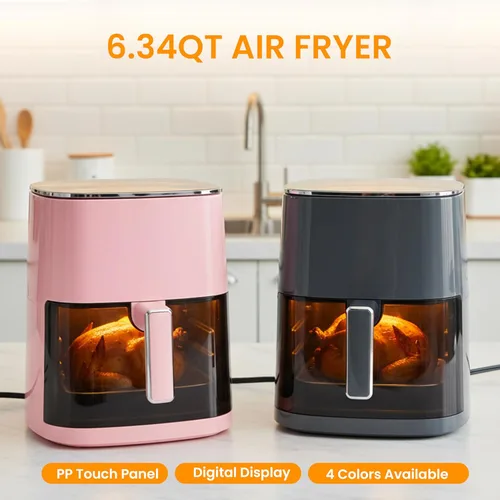 Vista 7 de HealSmart Horno freidora de aire digital 12 en 1 de 6.34 cuartos de galón, horno de convección multifunción de 1700 W con ventana de visión, cesta